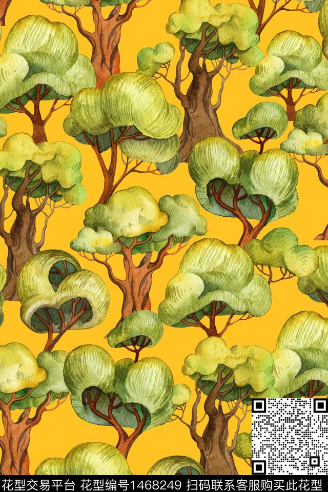 植物年轻女性树数码印花华亿平台下载（图片编号: 1468249） - 瓦栏（Walan）