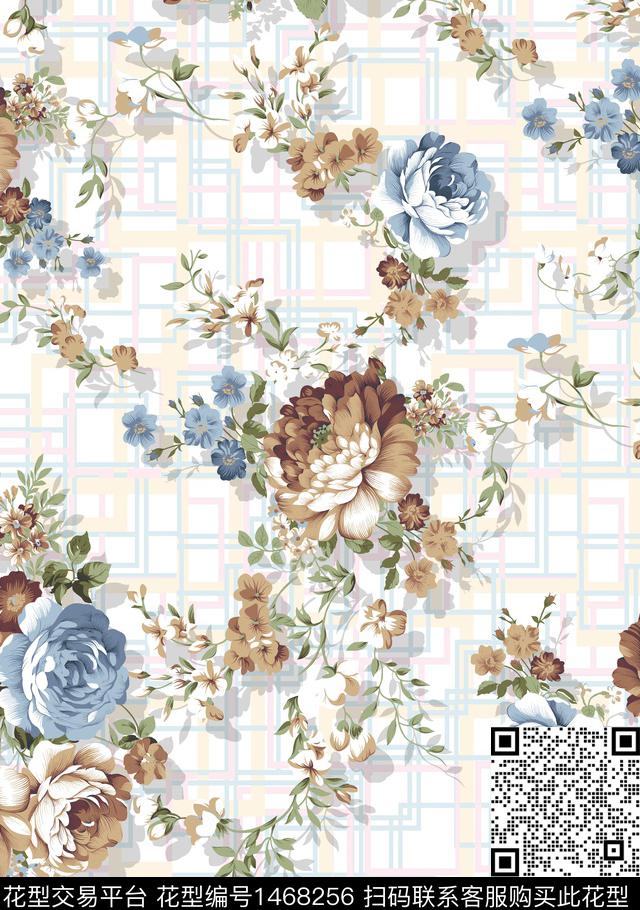 绿植树叶数码华亿平台清爽底花卉数码印花华亿平台下载（图片编号: 1468256） - 瓦栏（Walan）