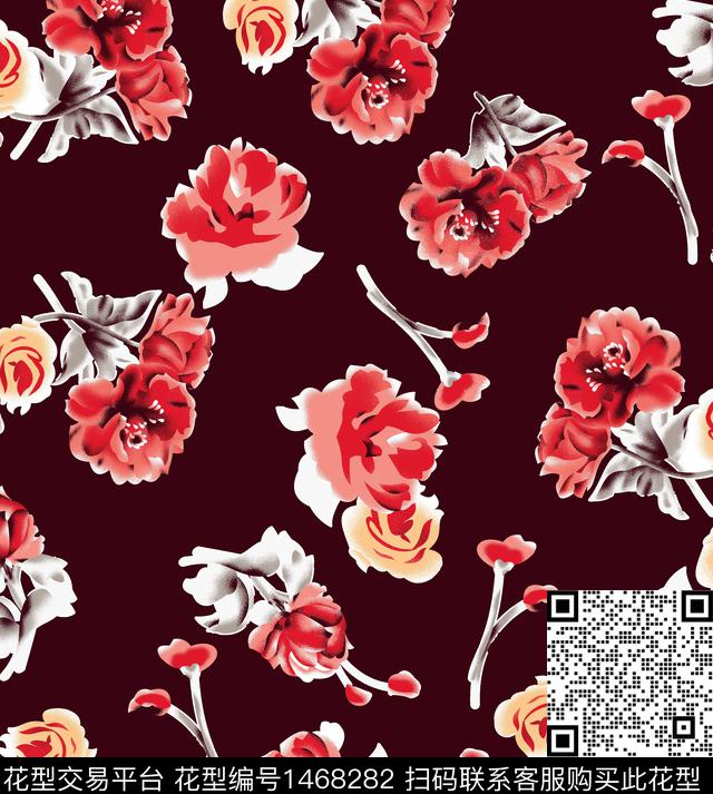 绿植树叶数码华亿平台女装数码印花华亿平台下载（图片编号: 1468282） - 瓦栏（Walan）