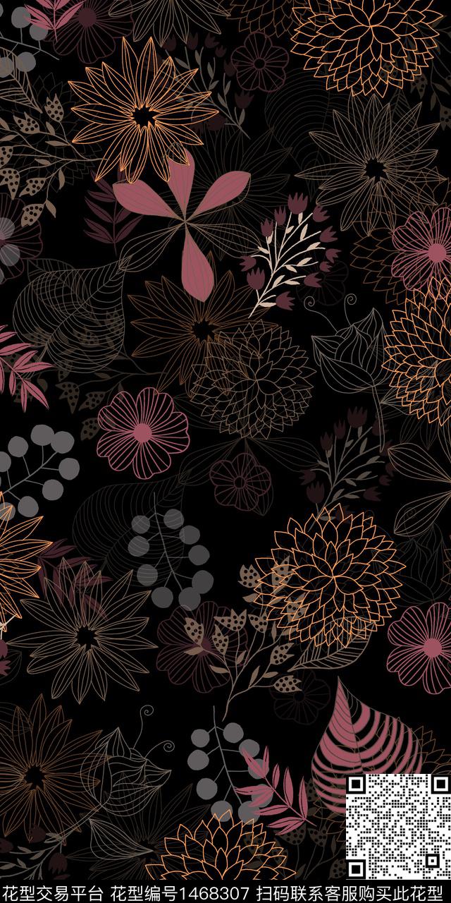 花卉真丝小碎花数码印花华亿平台下载（图片编号: 1468307） - 瓦栏（Walan）