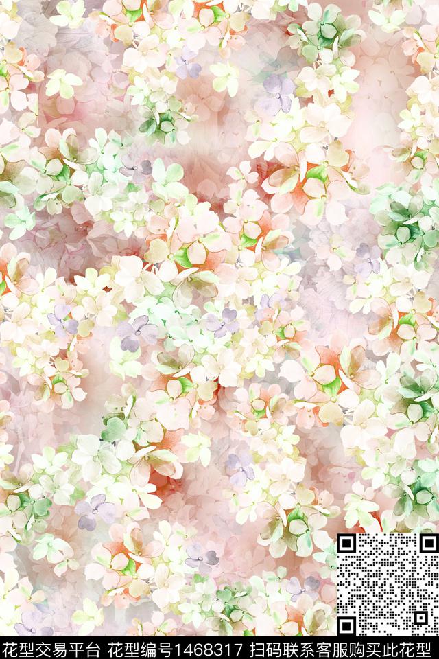 花卉小清新真丝数码印花华亿平台下载（图片编号: 1468317） - 瓦栏（Walan）