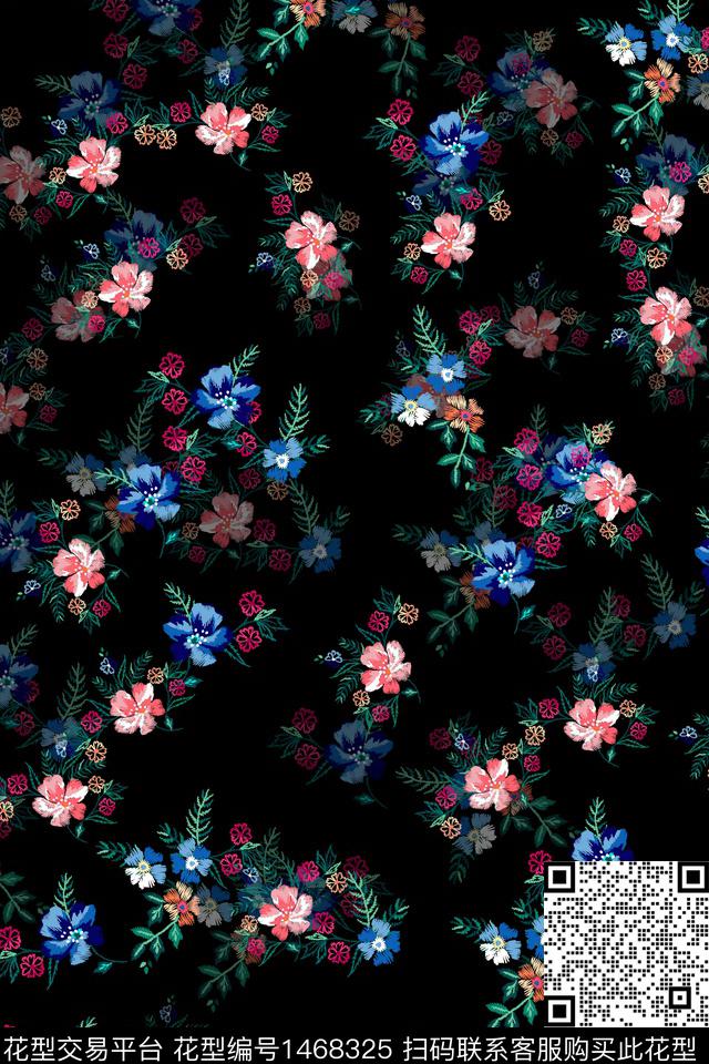 花卉真丝小碎花数码印花华亿平台下载（图片编号: 1468325） - 瓦栏（Walan）