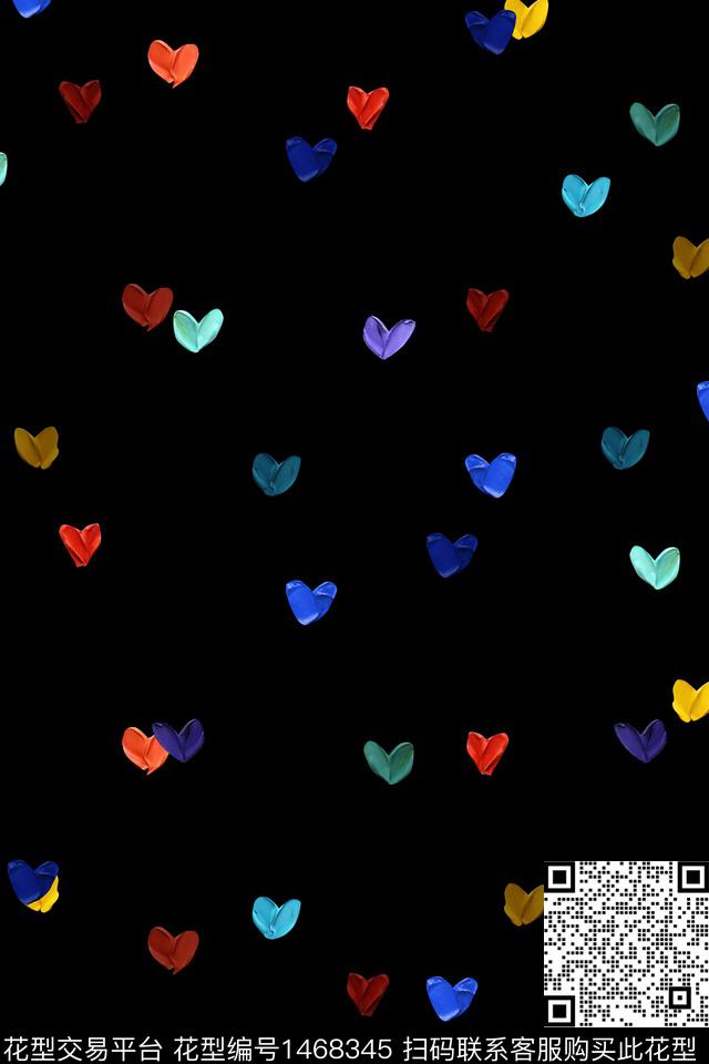 爱心小清新真丝数码印花华亿平台下载（图片编号: 1468345） - 瓦栏（Walan）