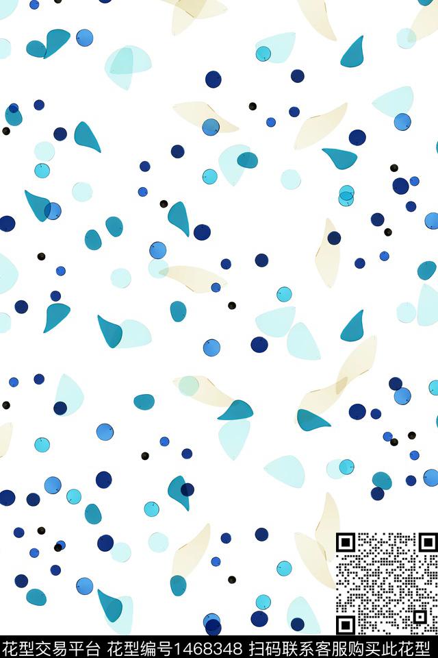 几何清爽底花卉大牌风数码印花华亿平台下载（图片编号: 1468348） - 瓦栏（Walan）