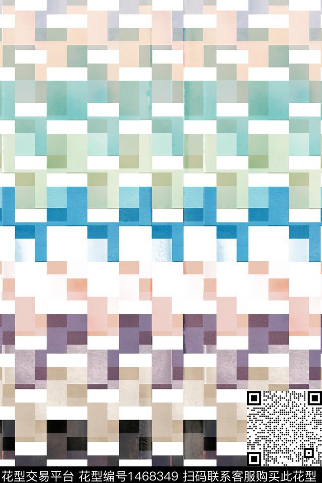格子几何真丝数码印花华亿平台下载（图片编号: 1468349） - 瓦栏（Walan）