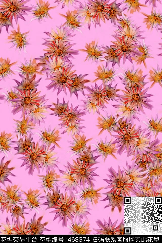 花卉年轻女性大牌风数码印花华亿平台下载（图片编号: 1468374） - 瓦栏（Walan）