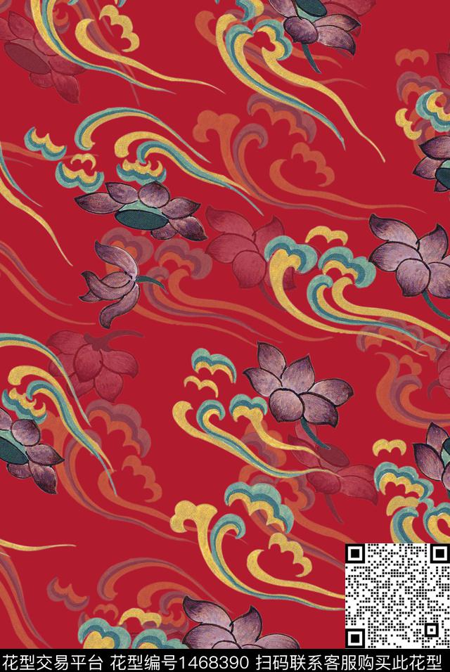 旗袍香云纱敦煌数码印花华亿平台下载（图片编号: 1468390） - 瓦栏（Walan）
