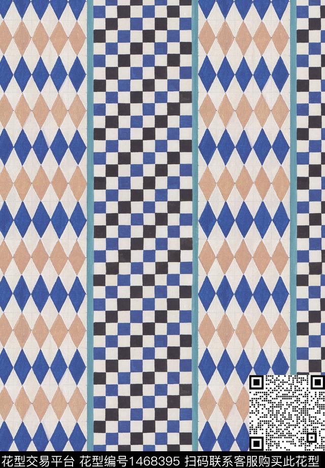 几何旗袍小碎花数码印花华亿平台下载（图片编号: 1468395） - 瓦栏（Walan）