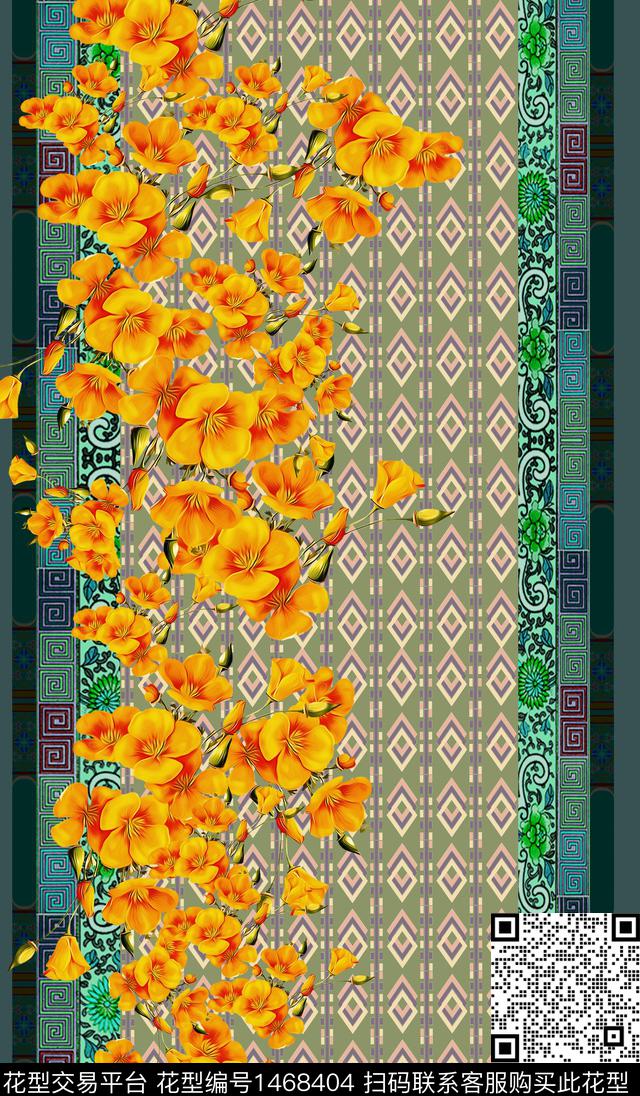 定位花女装定位花花卉数码印花华亿平台下载（图片编号: 1468404） - 瓦栏（Walan）