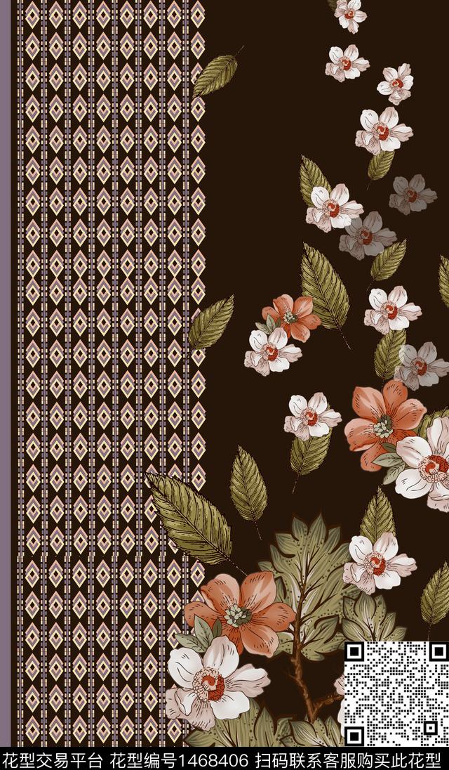 定位花女装定位花花卉数码印花华亿平台下载（图片编号: 1468406） - 瓦栏（Walan）