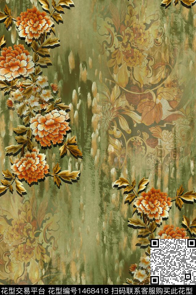 中国风真丝香云纱数码印花华亿平台下载（图片编号: 1468418） - 瓦栏（Walan）
