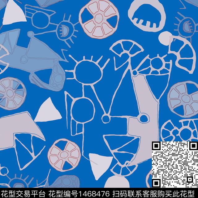 线条涂鸦几何传统印花华亿平台下载（图片编号: 1468476） - 瓦栏（Walan）