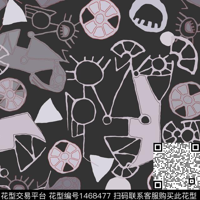 线条涂鸦几何传统印花华亿平台下载（图片编号: 1468477） - 瓦栏（Walan）