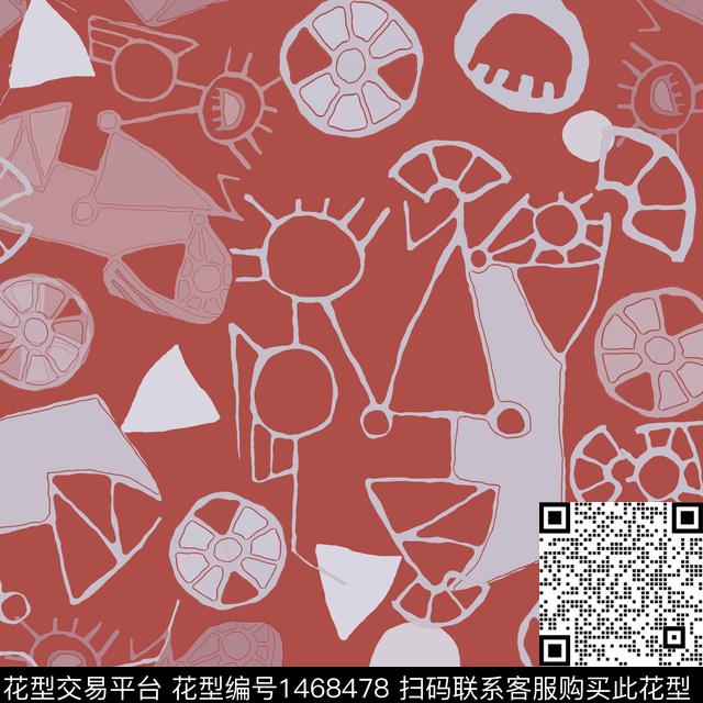 线条涂鸦几何传统印花华亿平台下载（图片编号: 1468478） - 瓦栏（Walan）