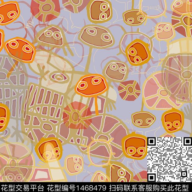 线条涂鸦几何数码印花华亿平台下载（图片编号: 1468479） - 瓦栏（Walan）