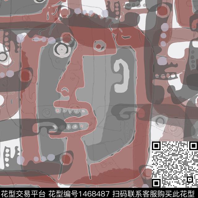 线条涂鸦几何数码印花华亿平台下载（图片编号: 1468487） - 瓦栏（Walan）