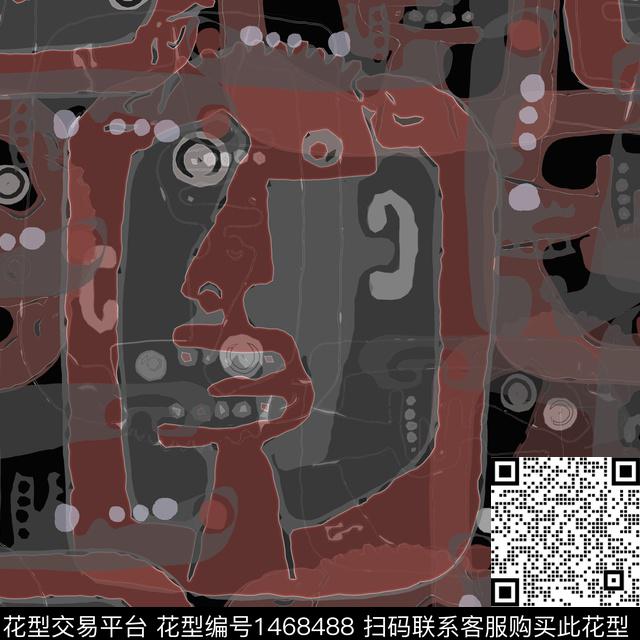 线条涂鸦几何数码印花华亿平台下载（图片编号: 1468488） - 瓦栏（Walan）