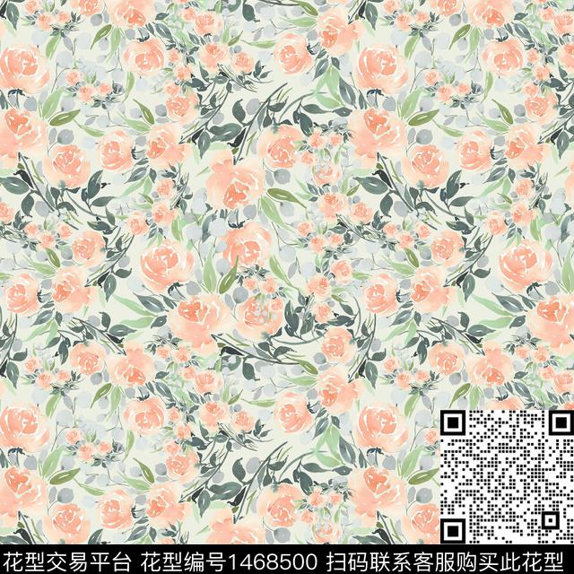 绿植树叶水彩年轻女性数码印花华亿平台下载（图片编号: 1468500） - 瓦栏（Walan）