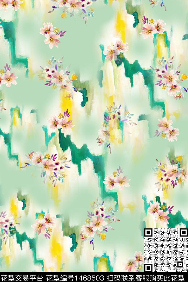 绿植树叶水彩肌理数码印花华亿平台下载（图片编号: 1468503） - 瓦栏（Walan）