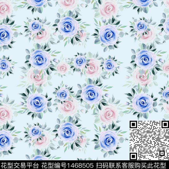 绿植树叶水彩年轻女性数码印花华亿平台下载（图片编号: 1468505） - 瓦栏（Walan）