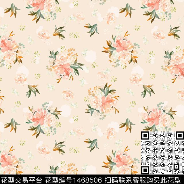 绿植树叶水彩年轻女性数码印花华亿平台下载（图片编号: 1468506） - 瓦栏（Walan）