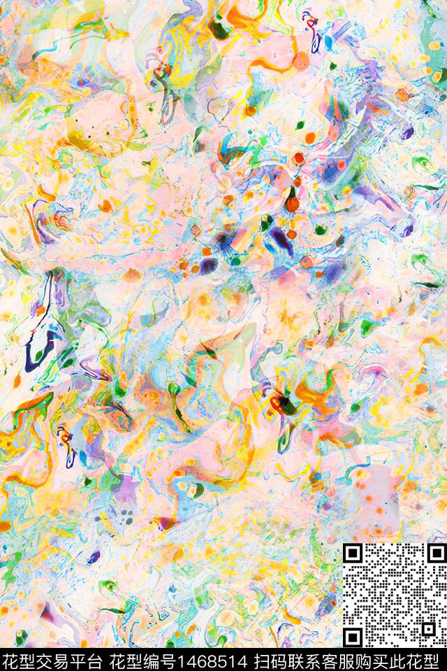 时尚抽象真丝数码印花华亿平台下载（图片编号: 1468514） - 瓦栏（Walan）