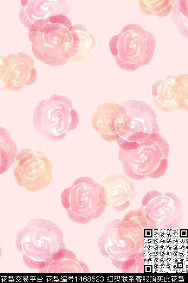 花卉抽象小清新数码印花华亿平台下载（图片编号: 1468523） - 瓦栏（Walan）