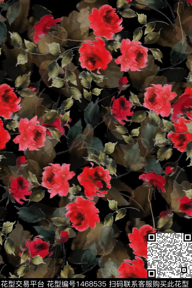 抽象花卉花卉春夏华亿平台数码印花华亿平台下载（图片编号: 1468535） - 瓦栏（Walan）