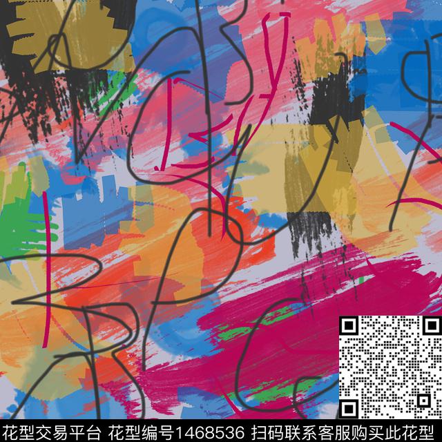 涂鸦笔触男装数码印花华亿平台下载（图片编号: 1468536） - 瓦栏（Walan）