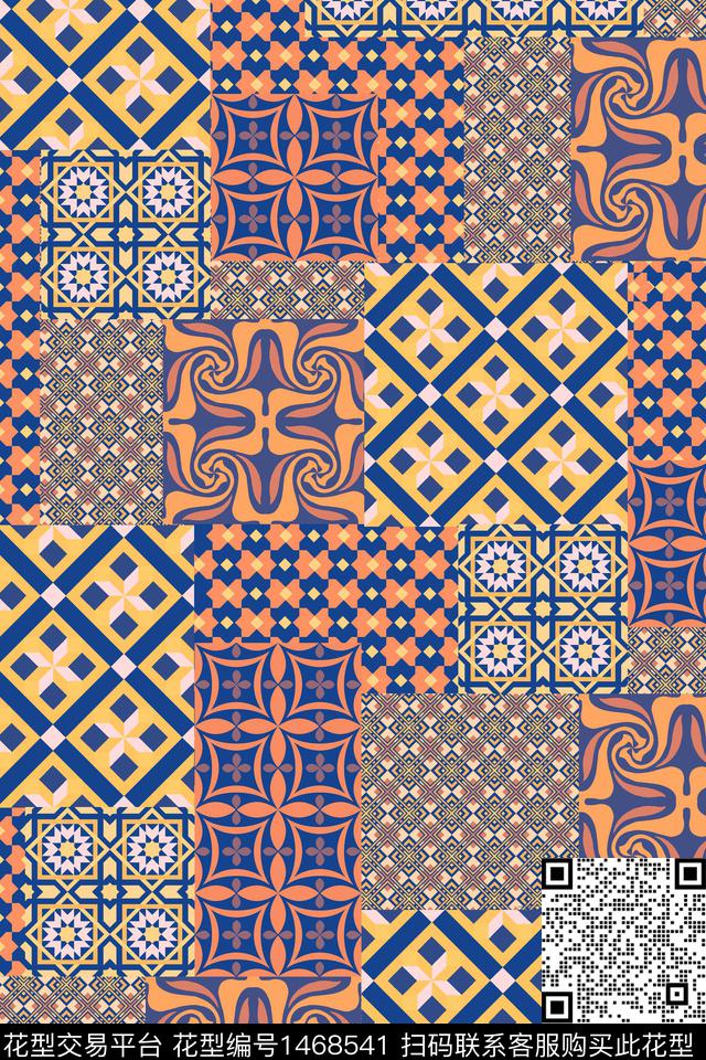 格子民族风趣味数码印花华亿平台下载（图片编号: 1468541） - 瓦栏（Walan）