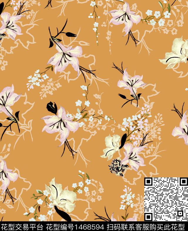 绿植树叶彩底花卉花卉数码印花华亿平台下载（图片编号: 1468594） - 瓦栏（Walan）