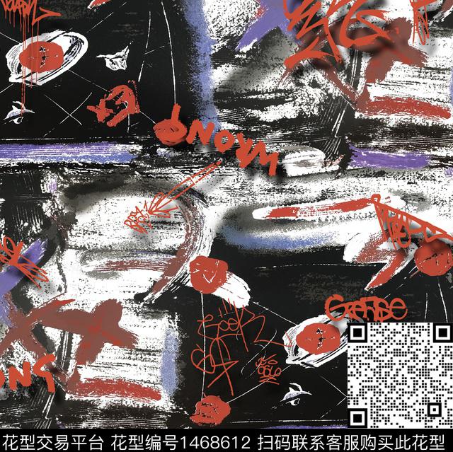 字母小怪兽笔触数码印花华亿平台下载（图片编号: 1468612） - 瓦栏（Walan）