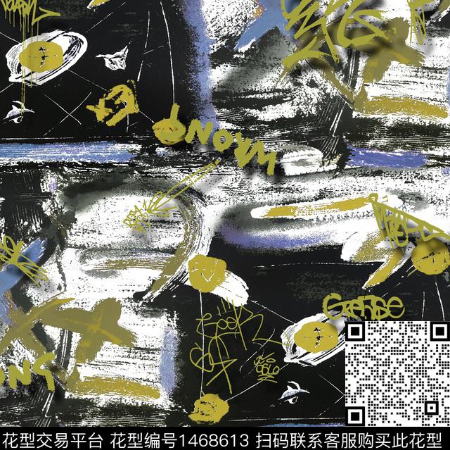 字母小怪兽笔触数码印花华亿平台下载（图片编号: 1468613） - 瓦栏（Walan）