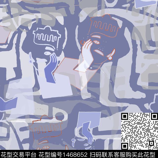 线条涂鸦几何传统印花华亿平台下载（图片编号: 1468652） - 瓦栏（Walan）