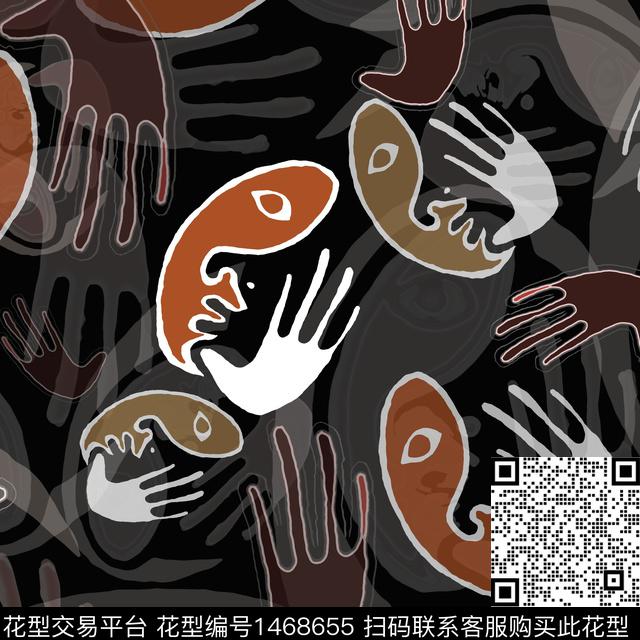 线条涂鸦几何传统印花华亿平台下载（图片编号: 1468655） - 瓦栏（Walan）