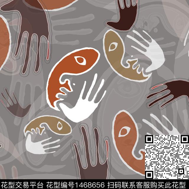 线条涂鸦几何传统印花华亿平台下载（图片编号: 1468656） - 瓦栏（Walan）