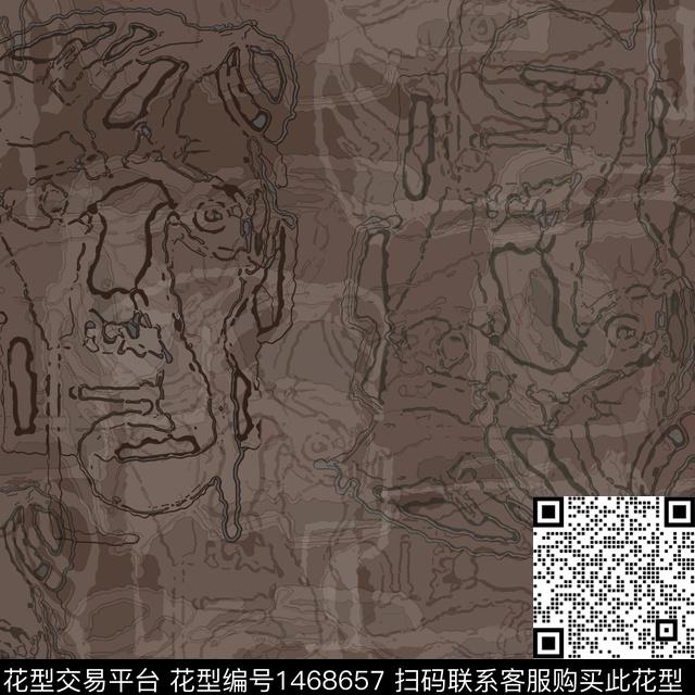 线条涂鸦几何数码印花华亿平台下载（图片编号: 1468657） - 瓦栏（Walan）