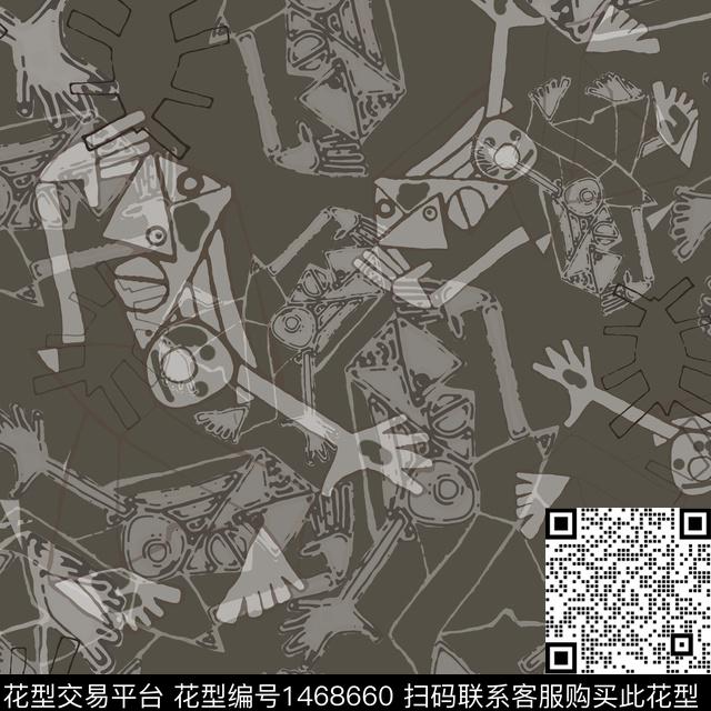 线条涂鸦几何传统印花华亿平台下载（图片编号: 1468660） - 瓦栏（Walan）