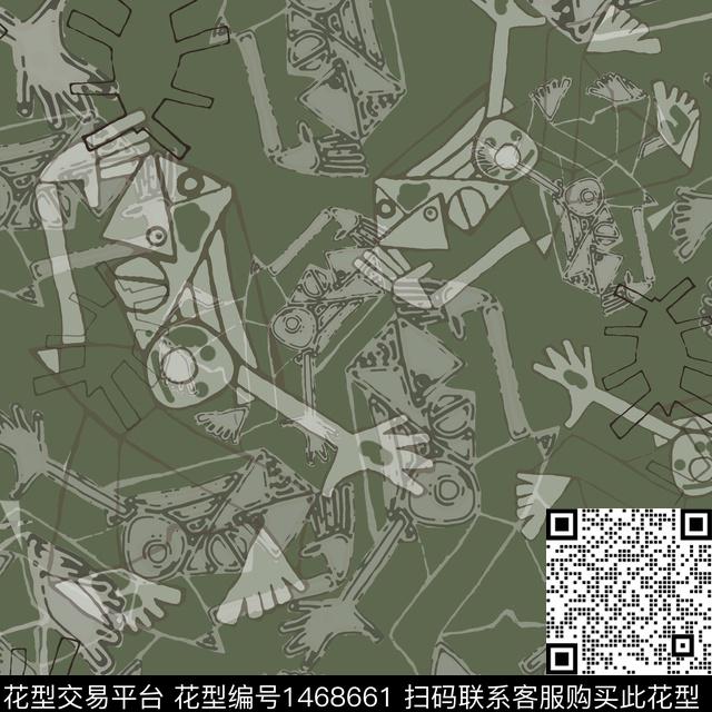 线条涂鸦几何传统印花华亿平台下载（图片编号: 1468661） - 瓦栏（Walan）