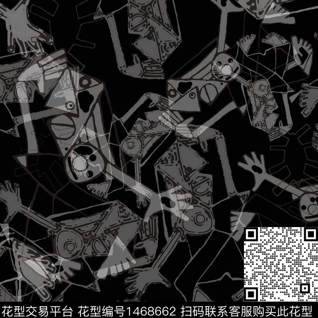 线条涂鸦几何传统印花华亿平台下载（图片编号: 1468662） - 瓦栏（Walan）