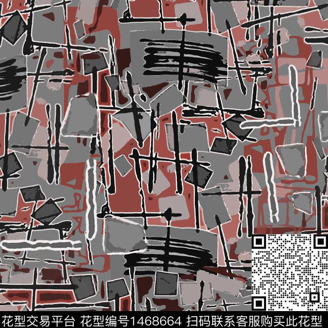 线条涂鸦笔触数码印花华亿平台下载（图片编号: 1468664） - 瓦栏（Walan）