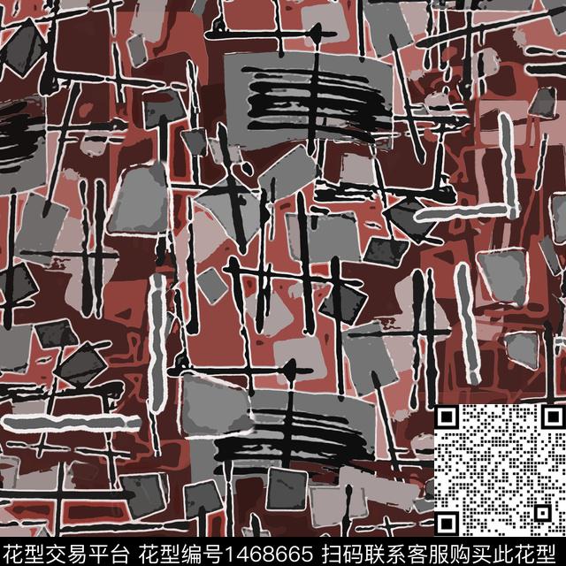 线条涂鸦笔触数码印花华亿平台下载（图片编号: 1468665） - 瓦栏（Walan）