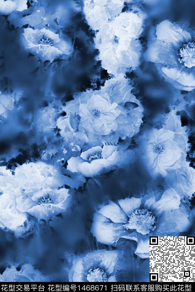 花卉罂粟花玫瑰花数码印花华亿平台下载（图片编号: 1468671） - 瓦栏（Walan）