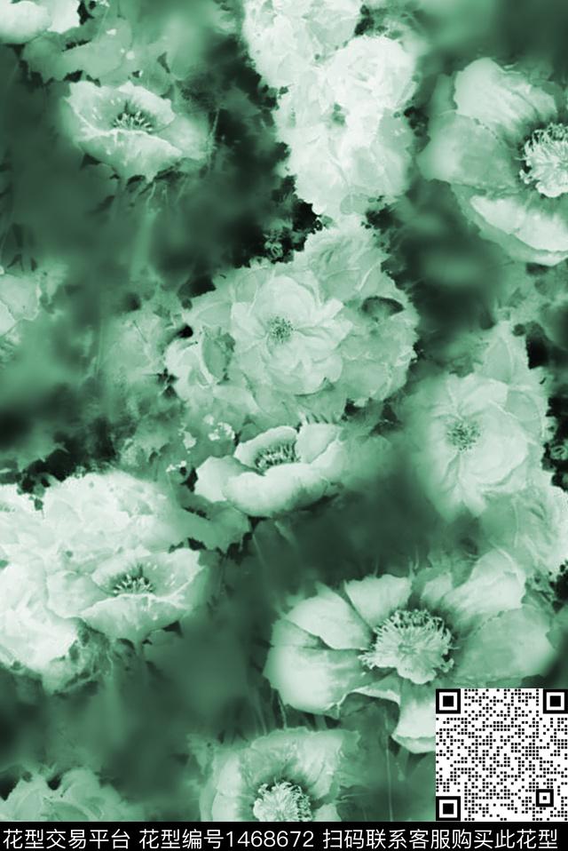 花卉罂粟花玫瑰花数码印花华亿平台下载（图片编号: 1468672） - 瓦栏（Walan）