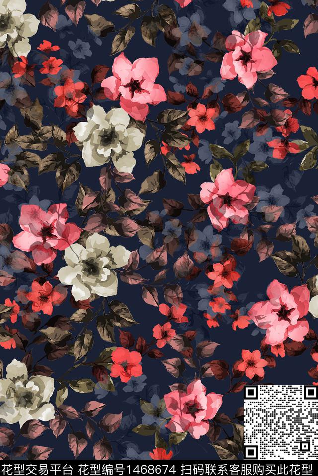 抽象花卉花卉春夏华亿平台数码印花华亿平台下载（图片编号: 1468674） - 瓦栏（Walan）
