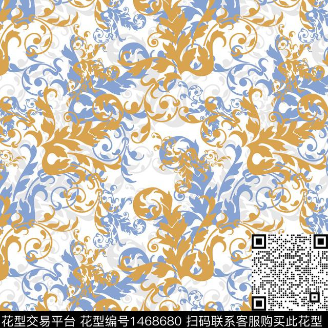传统纹样年轻女性大牌风数码印花华亿平台下载（图片编号: 1468680） - 瓦栏（Walan）