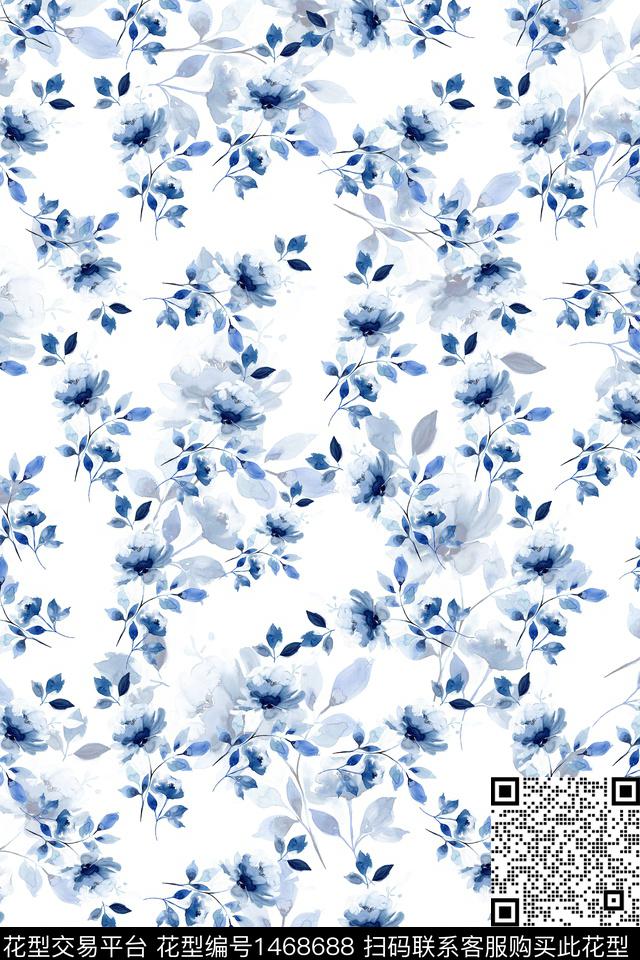 花卉小清新真丝数码印花华亿平台下载（图片编号: 1468688） - 瓦栏（Walan）