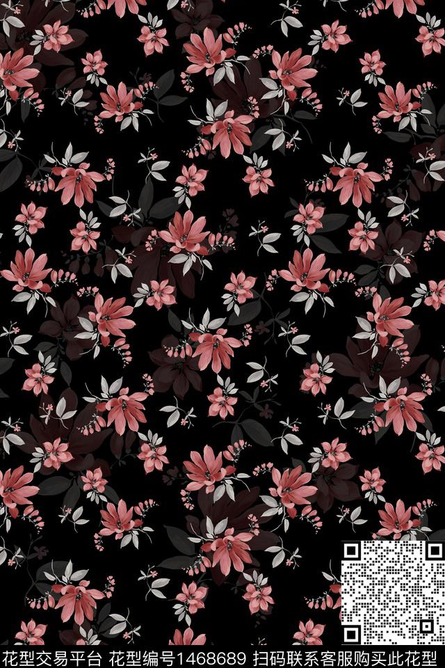 花卉小清新真丝数码印花华亿平台下载（图片编号: 1468689） - 瓦栏（Walan）