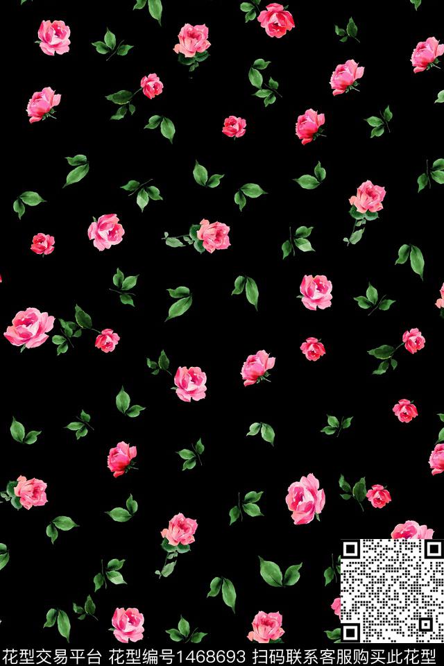 花卉真丝小碎花数码印花华亿平台下载（图片编号: 1468693） - 瓦栏（Walan）