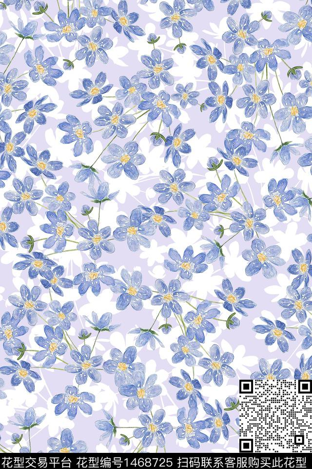 清爽底花卉花卉大牌风数码印花华亿平台下载（图片编号: 1468725） - 瓦栏（Walan）